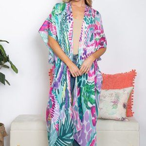 TROPICAL PRINT SUMMER LONG KIMONO